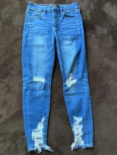 AMERICANEAGLE ダメージ加工ブルースキニージーンズ US4