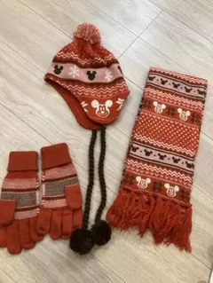 ミッキーマウス ニット帽 マフラー 手袋 セット