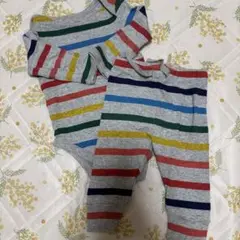 ストライプロンパースとパンツセット