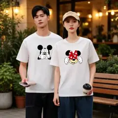 一度も使用していない ミッキー＆ミニー プリント 半袖 T シャツ BX120