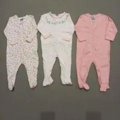 【新品未使用】プチバトーロンパース三枚セット(12m/74㎝)