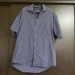 BEAMS ビームス　メンズ　チェックシャツ 半袖　L ネイビー