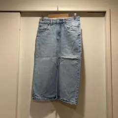 Zara デニム ミディスカート スリット入り