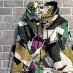 【US古着】ハーフジップ デザインジャケット マルチカラー オーバーサイズ