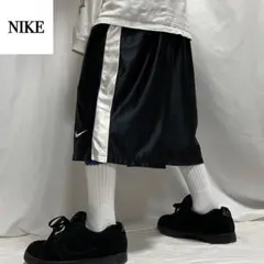 00s NIKE ジャージ バギーパンツ ショーツ バスパン ブラック 極太