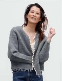 MADISONBLUE パールカーディガン グレー