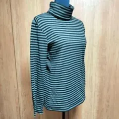 【CLOSSHI】クロッシー　レディース　ハイネックカットソー　ボーダー柄　M