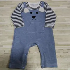 【最安値】クマデザイン オーバーオール風 ロンパース 80cm