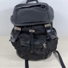 3F ピエールカルダン フラップ付きブラックナイロンリュック バック 