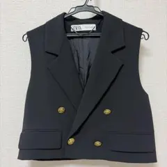 ZARA ブラック ダブルボタン ベスト Sサイズ
