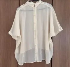 お洒落⭐︎シースルー　アイボリー 半袖シャツ　シフォン トップス　シアー