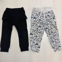 GAP キッズ　黒　無地　白　車柄　パンツ　ズボン　2枚セット　95cm