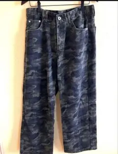 【極美品】ALLRUNS 迷彩 ワイドデニムパンツ M カモフラ カーキのサムネイル