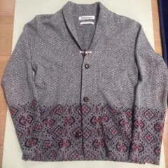 幾何学模様　刺繍　コットンカーディガン Mサイズ