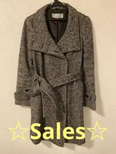 【値下げ！】ミドル丈コート　ヘリンボーン　グレー　S M ZAZIEのサムネイル