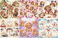 X145 choco パネル生地　子犬 6柄