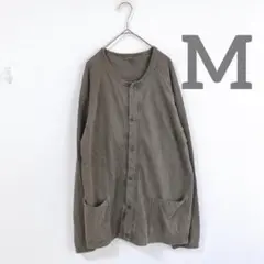 カーディガン　綿　コットン　カーキ　ポケット　カジュアル　メンズM
