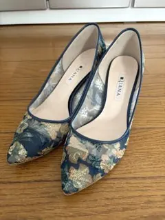 DIANA パンプス　ネイビー　葛飾北斎　ヒール5センチ 23.0cm