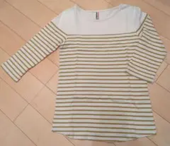ボーダー ボートネック 五分袖 Tシャツ Mサイズ 綿100%