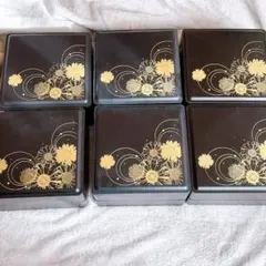 黒地金色花柄2段重箱 6セット