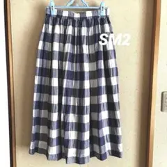 SM2 チェック柄フレアスカート すみれ色×白