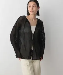 LOWRYSFARM カーディガン ２ＷＡＹメッシュリボンカーデ ブラック