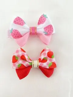 No.9 イチゴ柄　ベビークリップ　キッズクリップ