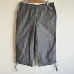 6193クロスプラス【美品】クロップドパンツ　コットン　薄手裾リボンハーフパンツのサムネイル