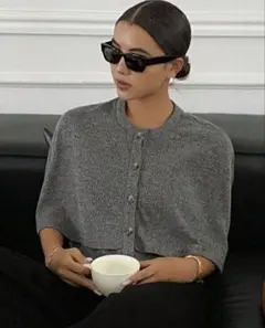 SHEIN シーインDAZY 女性用無地リブポンチョカジュアル春秋トップTシャツ