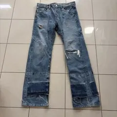 ZARA ダメージ ストレートデニム パンツ