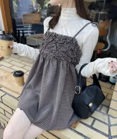 hinari シャーリングデザインキャミチュニック チェック　新品未開封