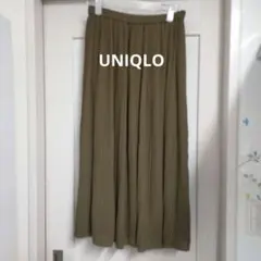ユニクロ　ハイウエストシフォンプリーツスカート　ウエストゴム　L