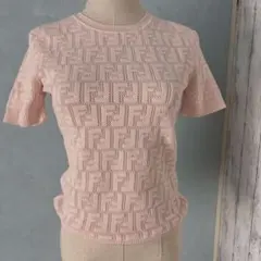 FENDI ズッカ柄半袖サマーセーター ロゴ 半袖ニット