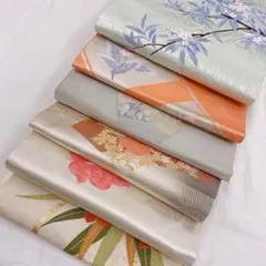 Y7199 名古屋帯　まとめセット　リメイク　花柄　水仙