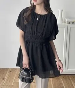 GeeRA前後2WAYシャーリングシアーペプラムチュニックのサムネイル