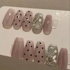 【24日(火)発送】ネイルチップ　ドットネイル　埋め尽くし　綺麗目　ワンホン
