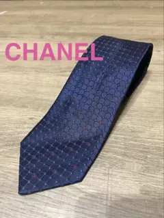 CHANEL ネクタイ ネイビー ココマーク ドット柄