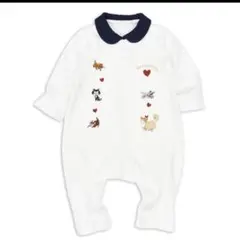 【現行品・新品タグ付】 Disney 長袖プレオール80 オフ白　ねこ