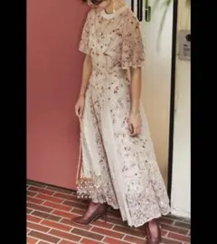 SNIDEL 花柄刺繍レース ロングパーティードレスのサムネイル