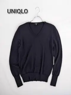UNIQLO　ユニクロ　Vネック トップス　長袖　ネイビー　毛100%