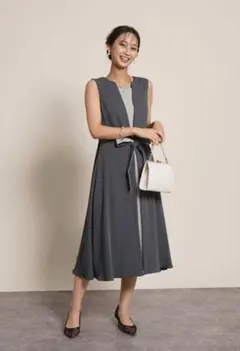 ※専用【FENNEL】バイカラーウエストリボンドレス　新品未使用