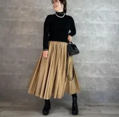 keep my closet ベージュ フレアスカート ロング丈 フリーサイズ
