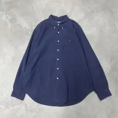 90s-00s Ralph Lauren BDコットンシャツ ネイビー XL