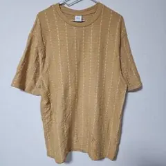 【美品】ZARA リップル地 ストライプ Tシャツ イエロー (L)