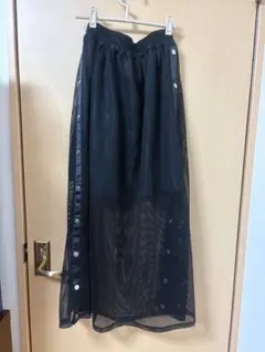 アンクルージュ メッシュ ブラック ロングスカート