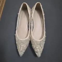 RANDA フラワーレースフラットパンプス 22cm