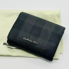 希少✨バーバリー 三つ折り財布 スモークドチェック PVC ブラック ロンドン
