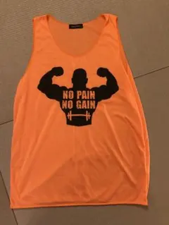 オレンジ メンズタンクトップ NO PAIN NO GAIN