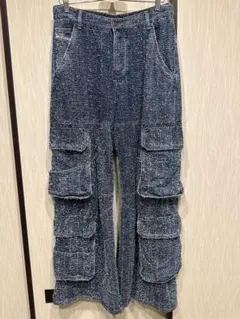 A18522 極美品 シンヤコヅカ パッチワークツイードデニムワイドパンツ L A18522 極美品 シンヤコヅカ パッチワークツイードデニムワイドパンツ