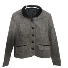 FL FROHLICH ジャケット M グレー ベルベット襟 ヘリンボーン 美品